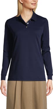 Lands' End School Uniform  Long Sleeve Interlock Polo Shirt