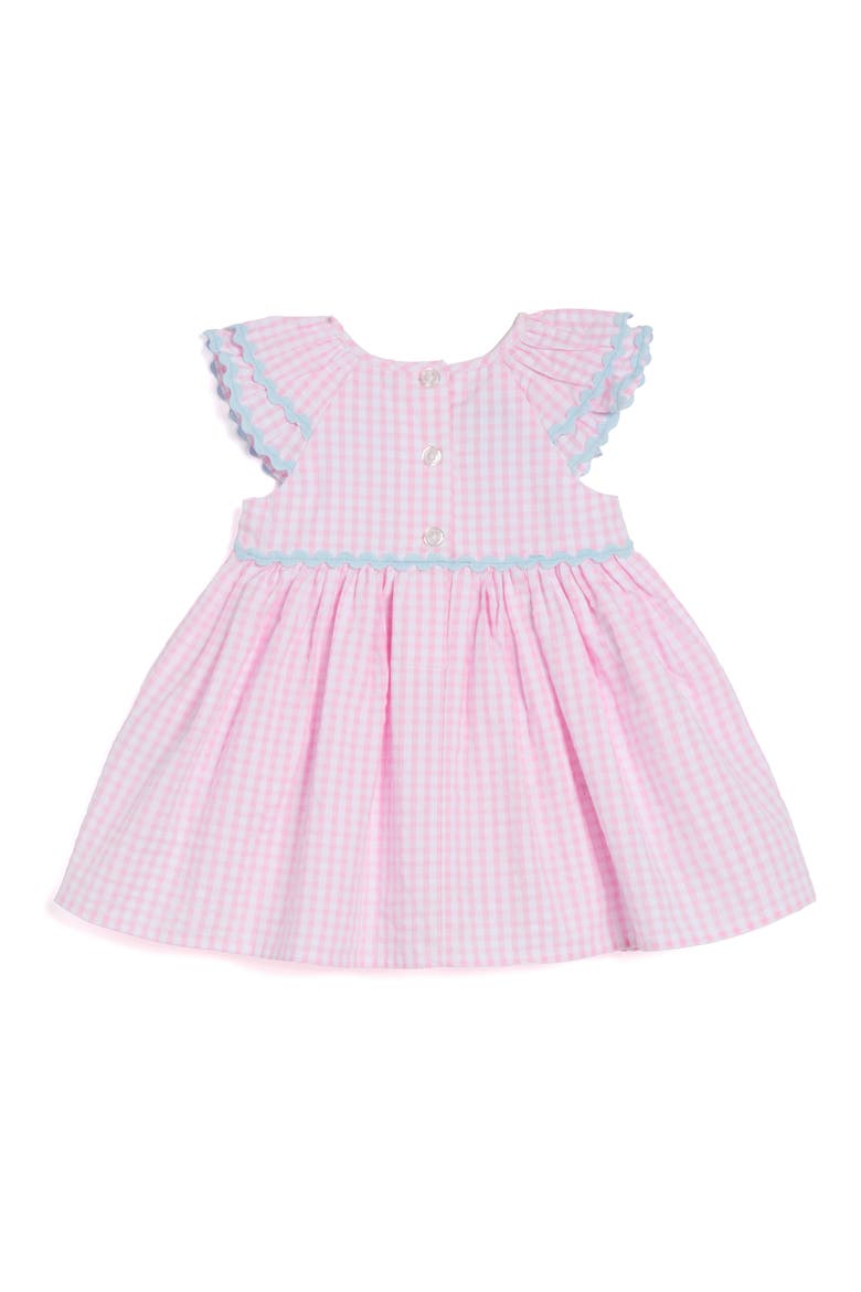 Gingham Flutter Sleeve Cotton Party Dress with Bloomers, Alternate, color, PINK