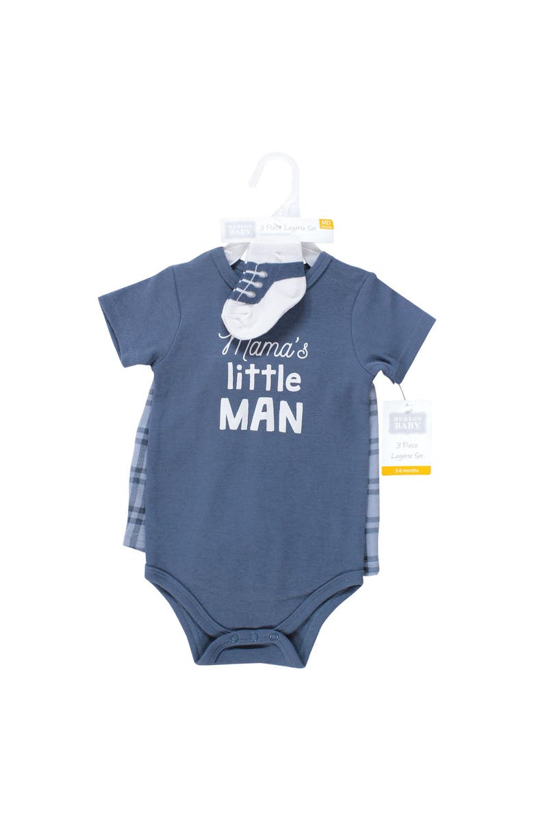 Hudson Baby Bodysuit, Short and Sock, Alternate, color, Mamas Little Man
