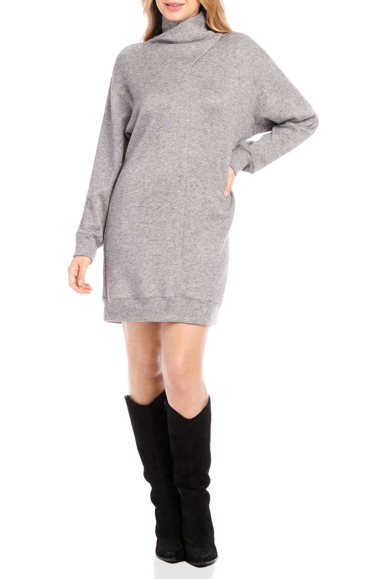 Long Sleeve Turtleneck Sweater Dress, Main, color, GRAY