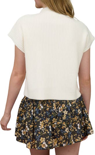 Short Sleeve Mock Neck Sweater