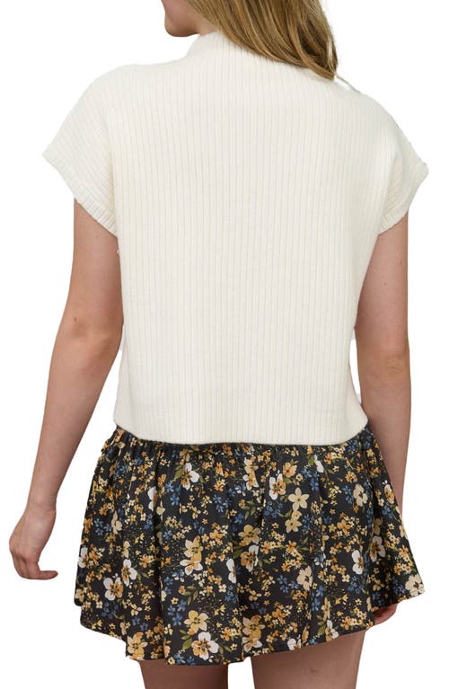 Blu Pepper Short Sleeve Mock Neck Sweater In Neutral