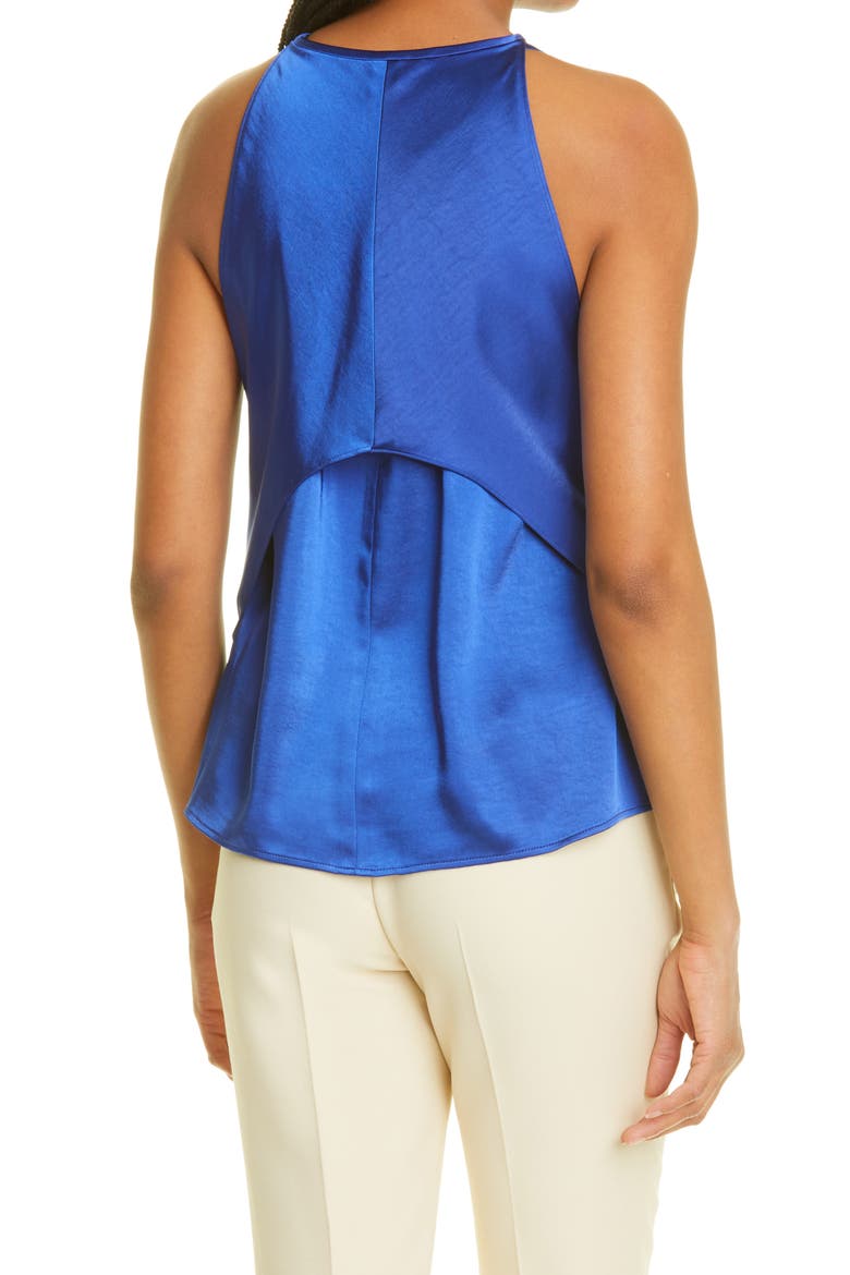 Sleeveless Tie Waist Satin Top, Alternate, color, DARK BLUE