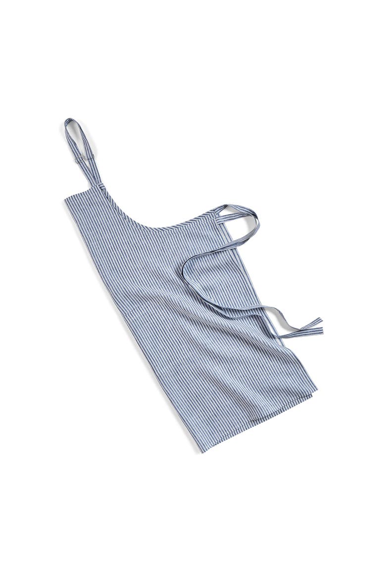 Linen Bib Apron with Adjustable Neck Strap & Center Pockets, 38 x 36 Inches, Alternate, color, Navy and White