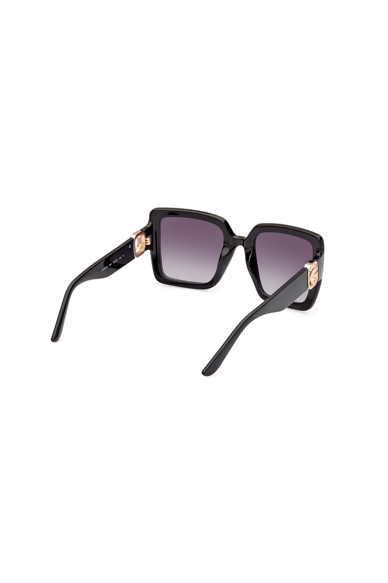 Oversized Square Acetate Sunglasses, Alternate, color, Shiny Black / Gradient Smoke
