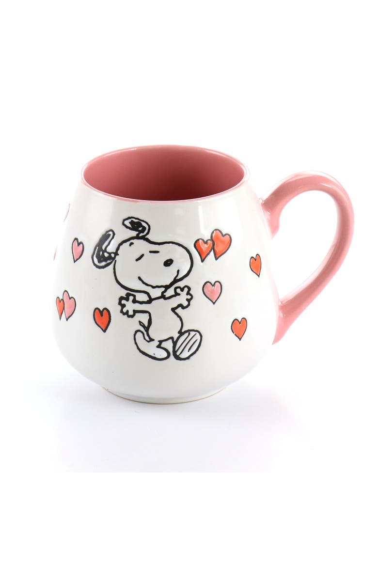 4 Piece 20 Ounce Stoneware Wax Relief Cup Set in 2 Assorted Designs, Alternate, color, Pink