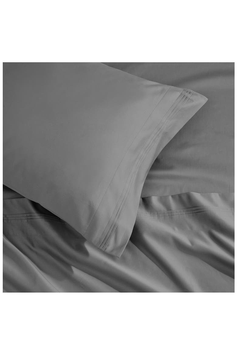 Solid Marrow Stitch 1,500 Thread Count Cotton Sateen Set of 2 Pillowcases, Alternate, color, GREY