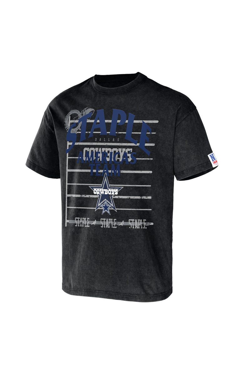 STAPLE Men's NFL x Staple Black Dallas Cowboys Throwback Vintage Wash T-Shirt, Alternate, color, 
