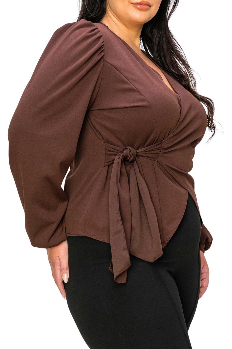 Yelena Wrap Top, Alternate, color, LIGHT BROWN