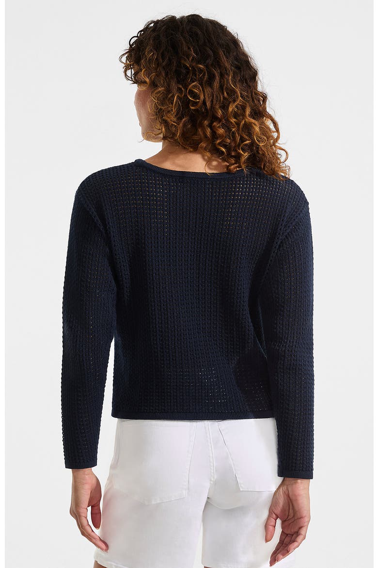 Cotton Viscose Mesh Jacquard Crew Neck Sweater, Alternate, color, Radiant Navy