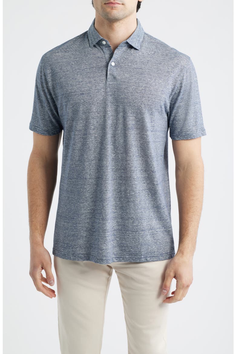 Sanibel Linen & Cotton Polo, Main, color, NAVY