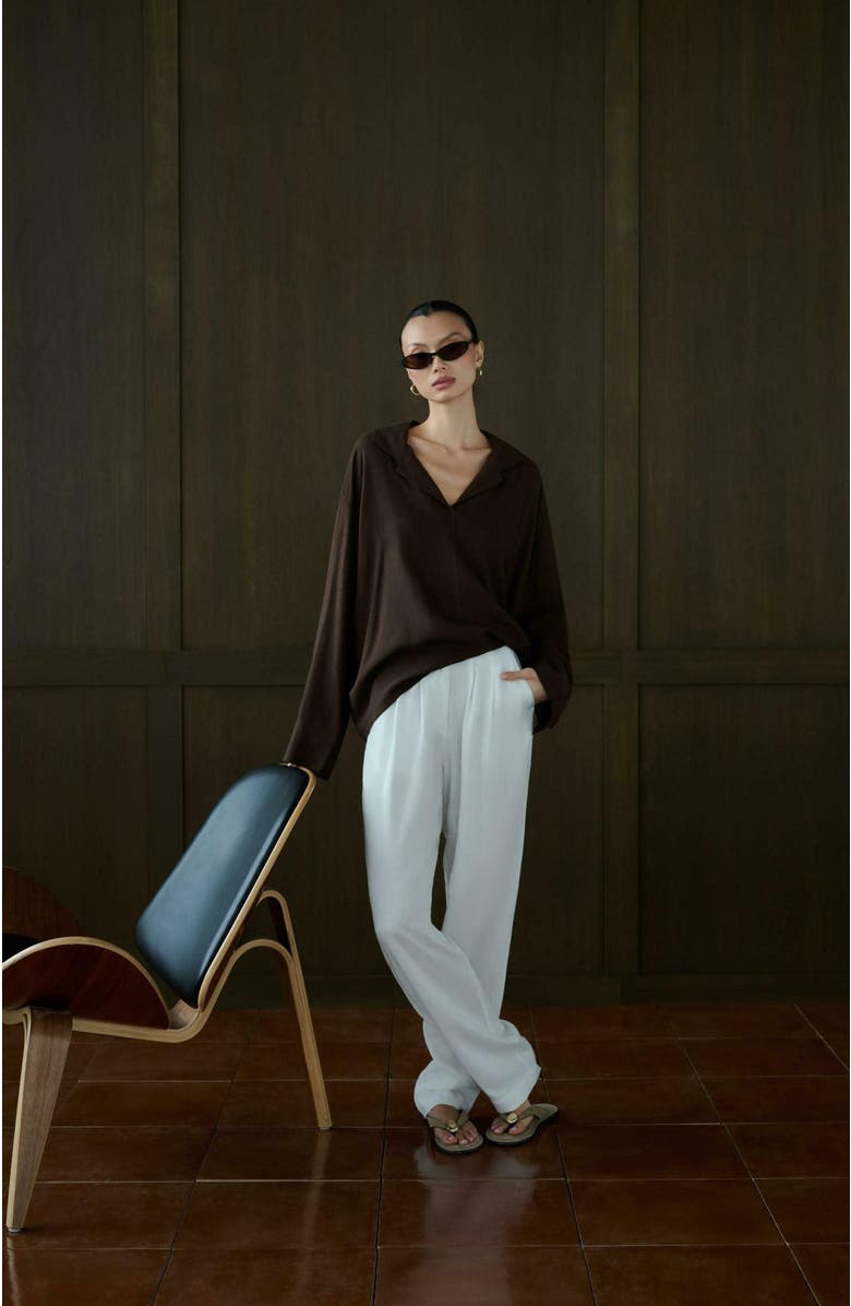 WeWoreWhat Kaftan Linen Top, Alternate, color, Chestnut