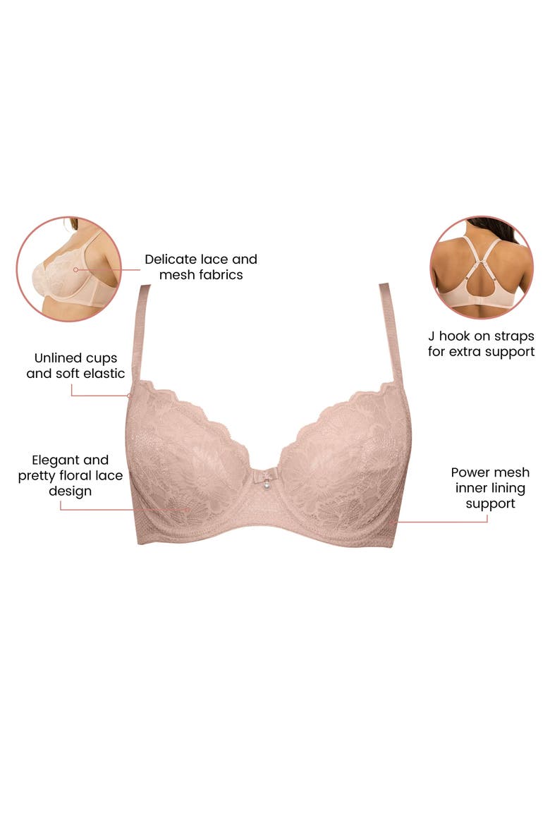 Luxlacy Full Coverage Sweetheart Unlined Wire Bra, Alternate, color, Desert Flower