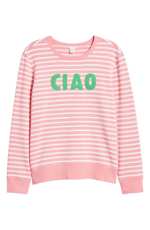 Caslonr Caslon(r) Ciao Stripe Appliqué Sweatshirt In Pink G- White Stripe