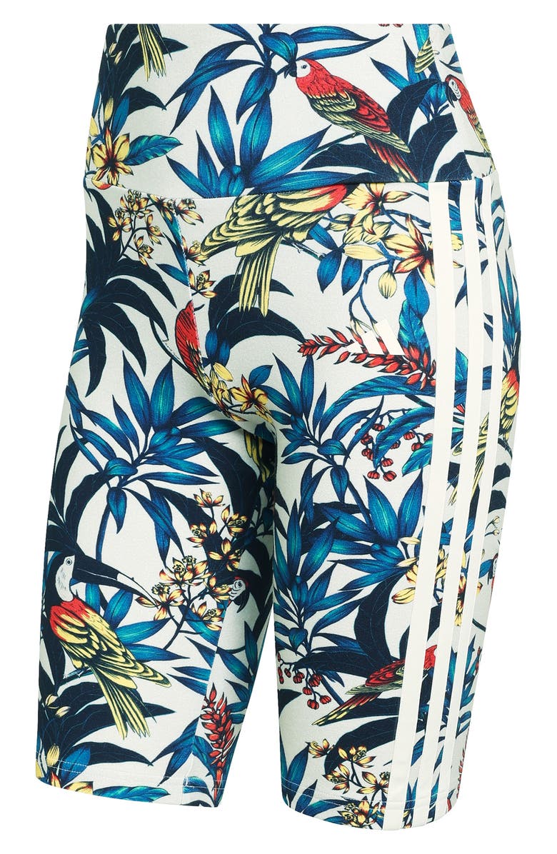 adidas x FARM Rio Bike Shorts, Alternate, color, Talc/ Gold/ Cream White