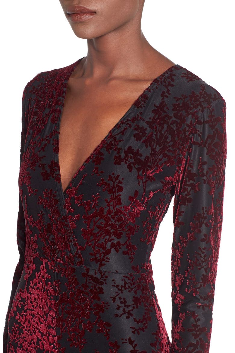 Velvet Surplice Romper, Alternate, color, BURGUNDY