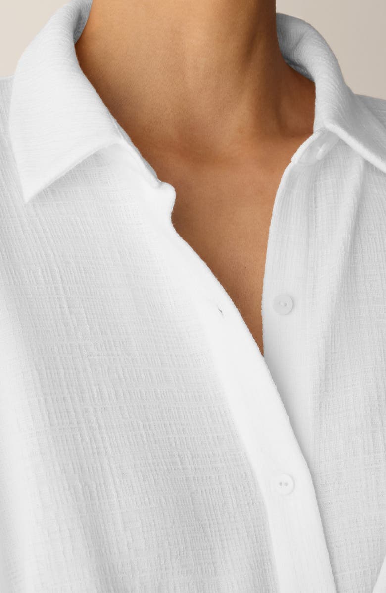 Eileen Fisher Classic Collar Crop Button-Up Shirt, Alternate, color, White