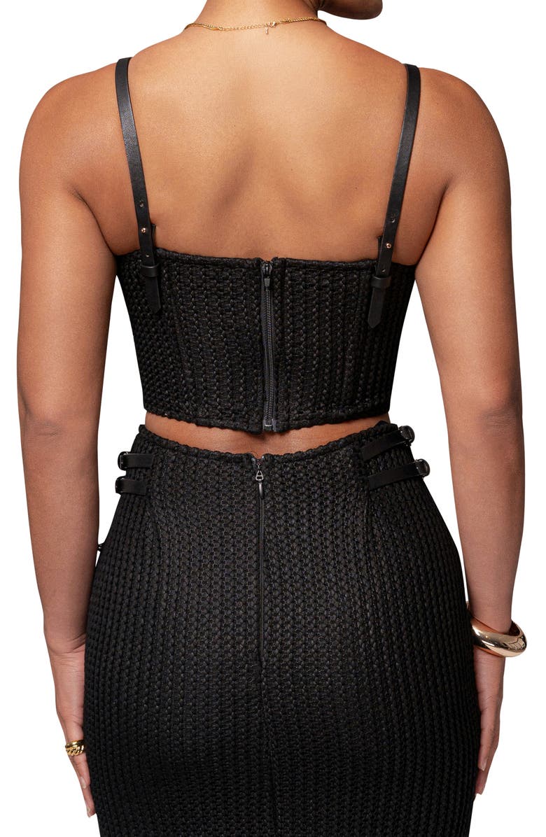 JLUXLABEL Harley Textured Faux Leather Corset Top, Alternate, color, Black