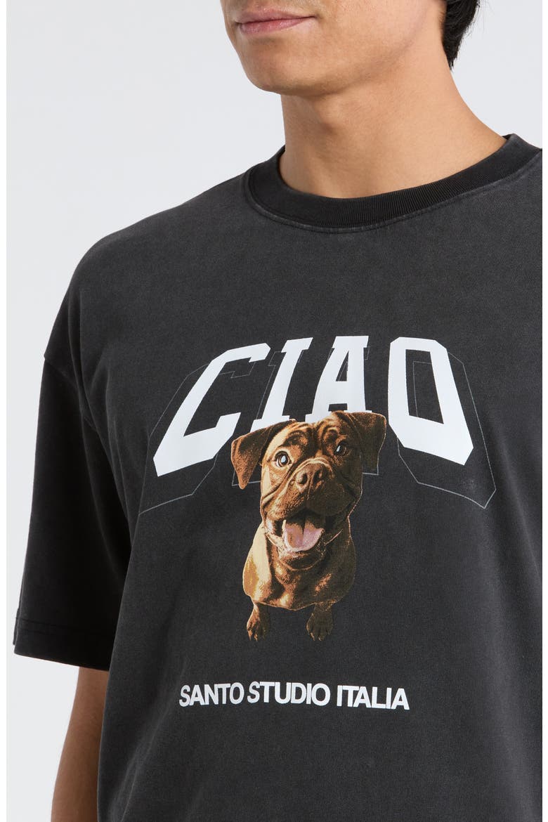 Ciao Drappo Boxy Fit Cotton Graphic T-Shirt, Alternate, color, BLACK