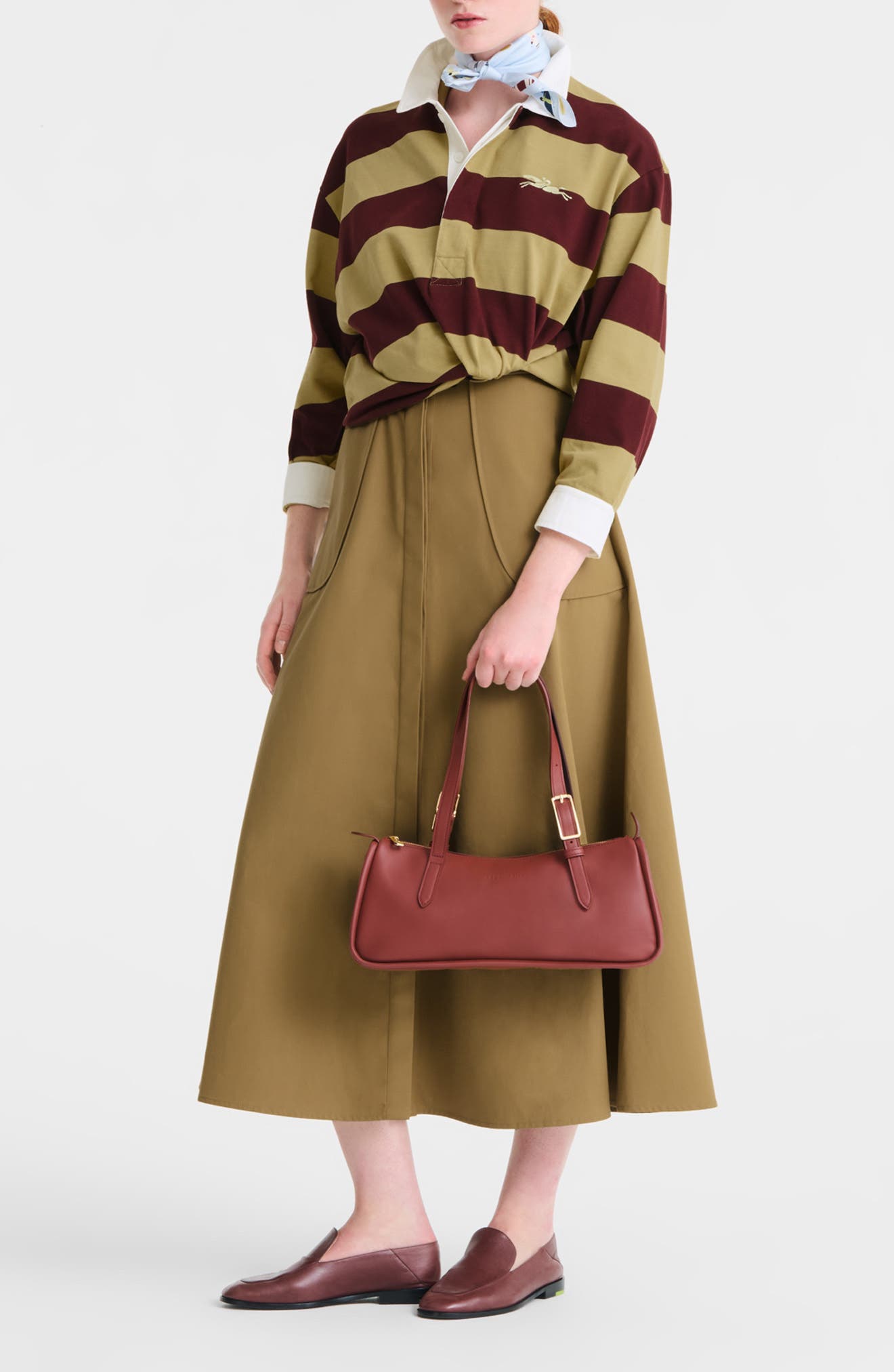 Longchamp Looong East/West Leather Shoulder Bag, Alternate, color, Tonka