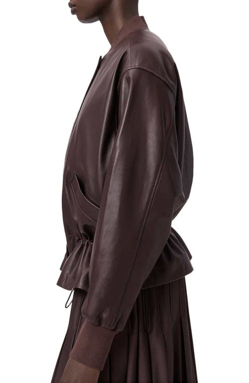 Allsaints Sofi Leather Bomber Jacket In Burgundy