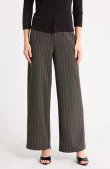 Herringbone Brushed Double Knit Wide Leg Pants