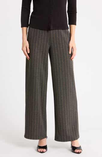 Herringbone Brushed Double Knit Wide Leg Pants