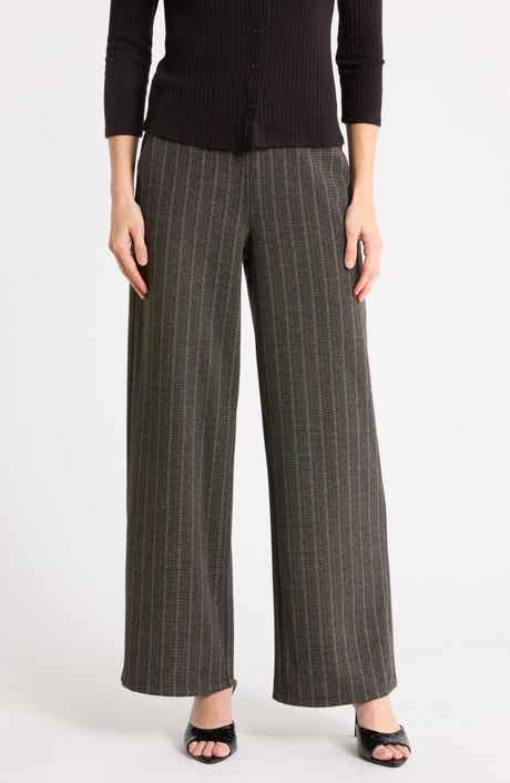 Herringbone Brushed Double Knit Wide Leg Pants
