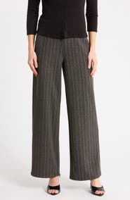 MAX STUDIO Herringbone Brushed Double Knit Wide Leg Pants