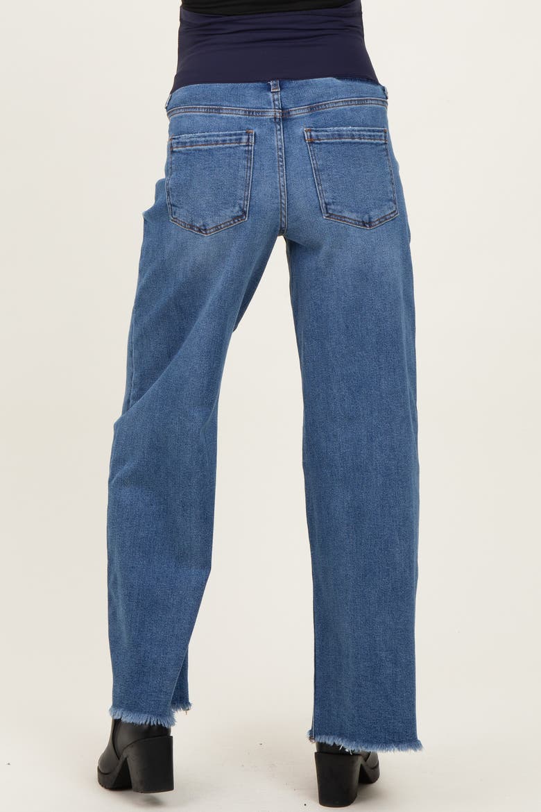 Fray Hem Wide Leg Maternity Jeans, Alternate, color, Navy Blue