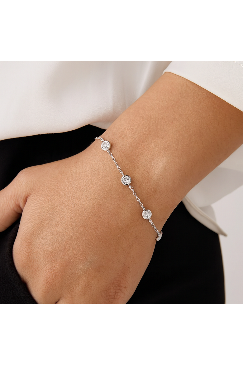 Sterling Silver Crystal Bracelet, Alternate, color, Silver