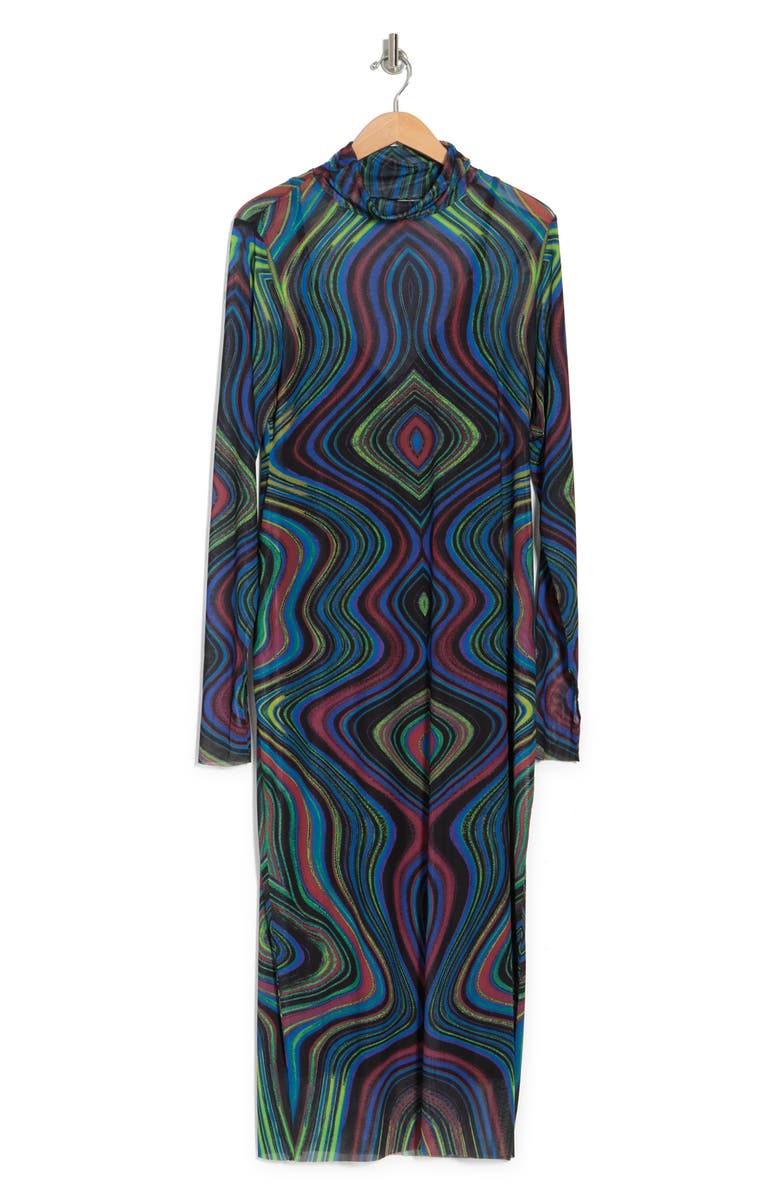 AFRM Shailene Long Sleeve Mesh Midi Dress, Alternate, color, 