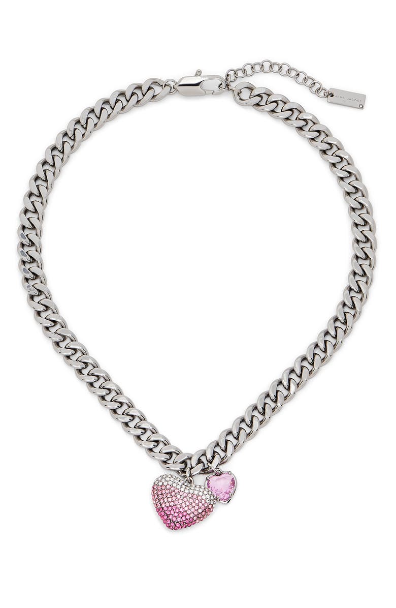 Marc Jacobs Heart Balloon Pavé Necklace, Main, color, Silver/ Rose