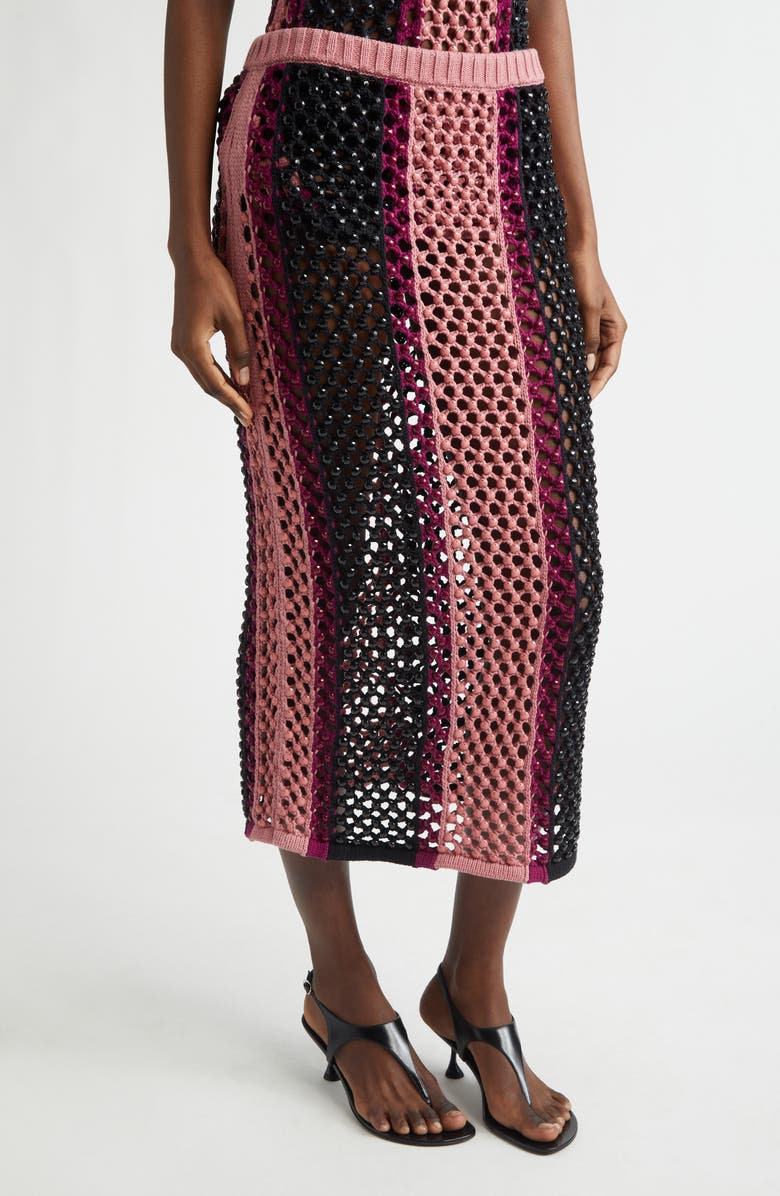 Diotima Stripe Spice Embellished Sweater Skirt, Alternate, color, Guava Multi