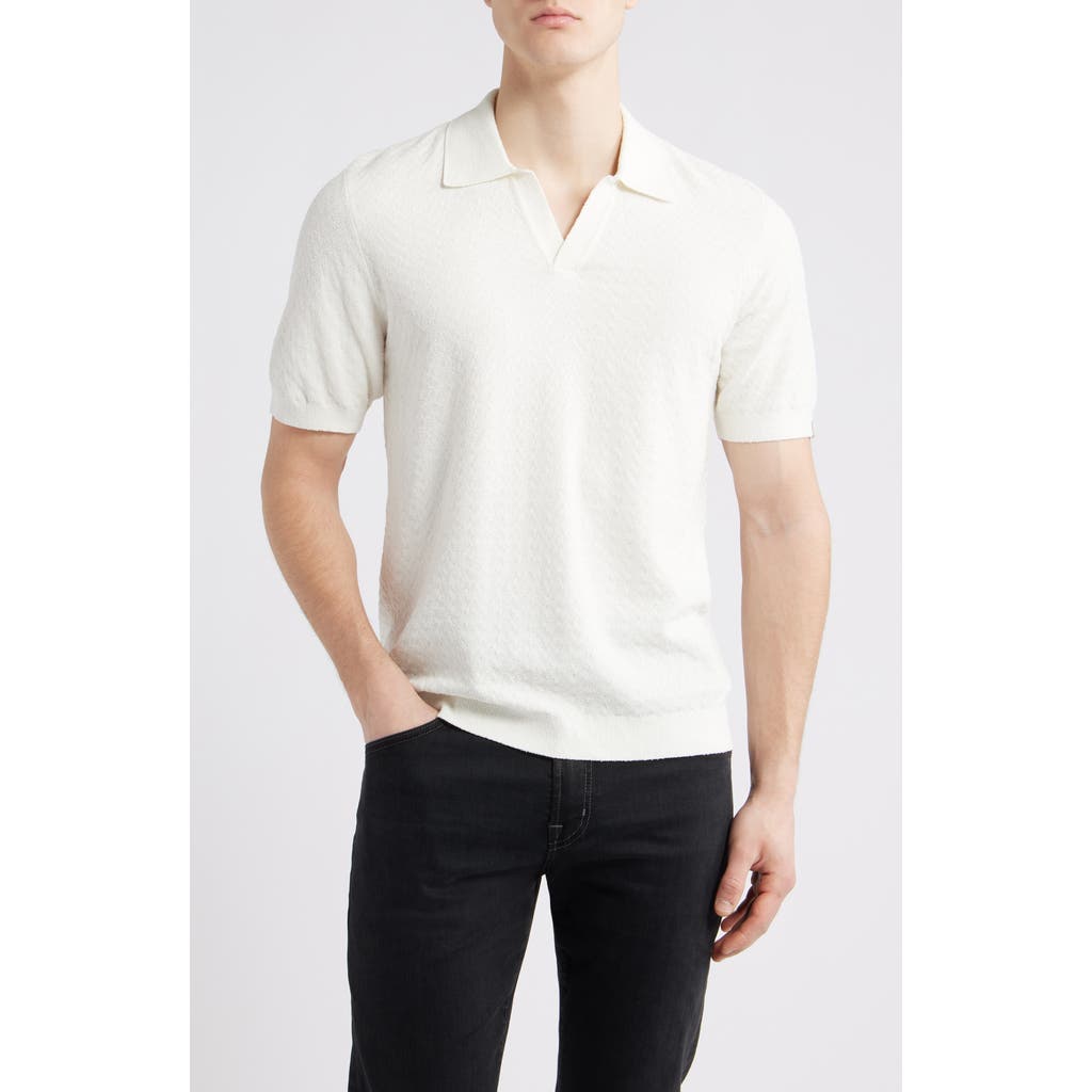 Rag & Bone Zuma Johnny Collar Chevron Terry Cloth Polo Sweater