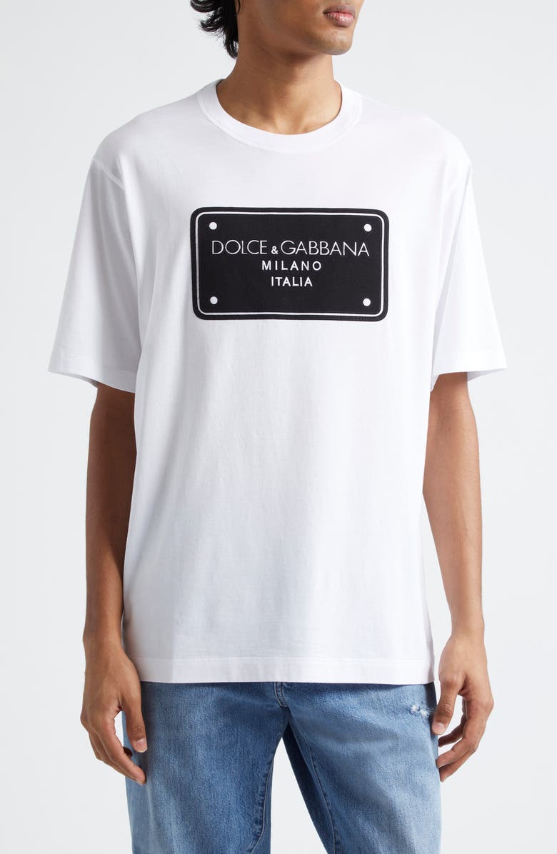 Dolce&Gabbana Re-Edition Logo Tag Cotton T-Shirt, Main, color, 