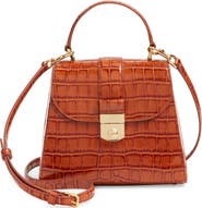 Veronica Beard Crest Lock Croc Embossed Leather Top Handle Bag