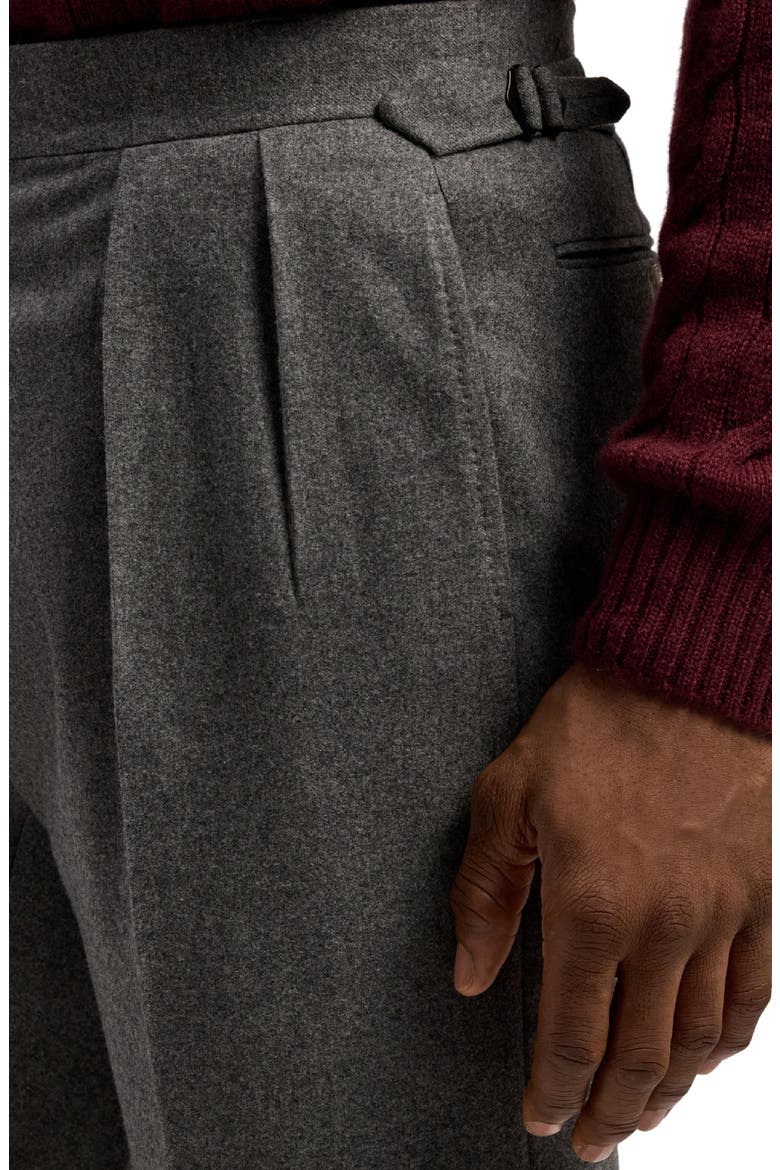 Gregory Pleated Wool Flannel Trousers, Alternate, color, MEDIUM GREY