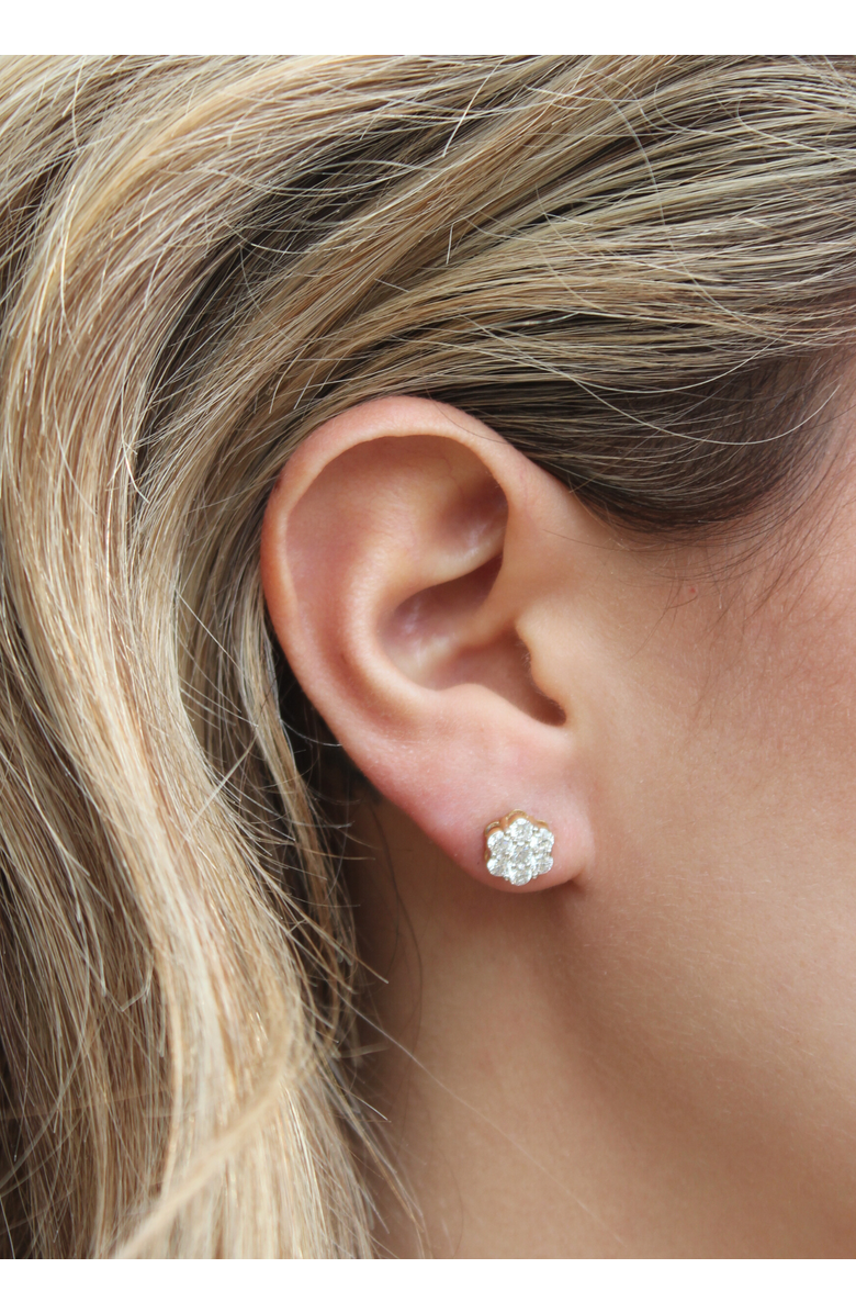 LuvMyJewelry Meadow 14K Yellow Gold Cluster Lab Grown Diamond Unisex Earrings - 1.05 Cts, Alternate, color, 14K Yellow Gold