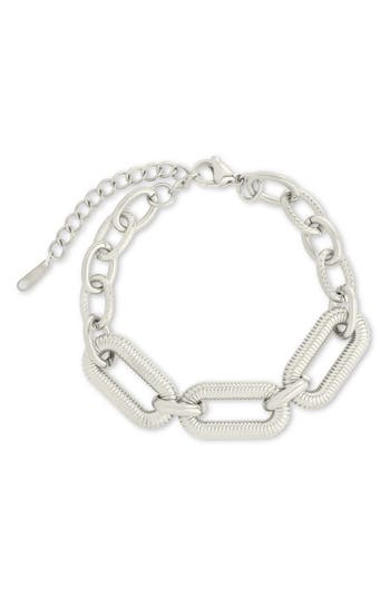 Sterling Forever Zadie Textured Chain Bracelet In Metallic