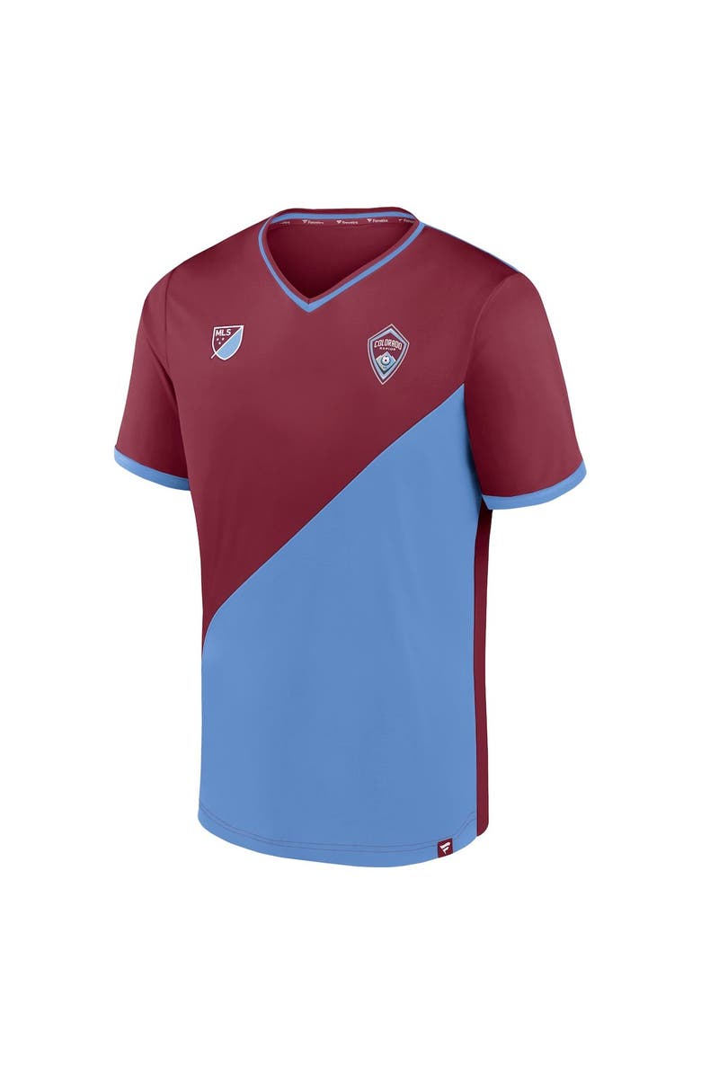 FANATICS Men's Fanatics Branded Burgundy/Sky Blue Colorado Rapids Striker V-Neck T-Shirt, Alternate, color,