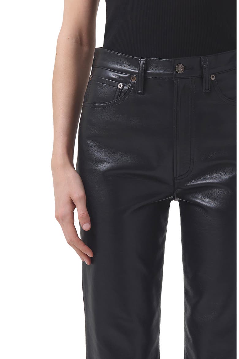'90s Pinch Waist Recycled Leather High Waist Pants, Alternate, color, SHADOW