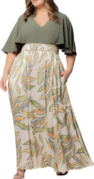 Kiyonna Avisa Flutter Sleeve Maxi Dress