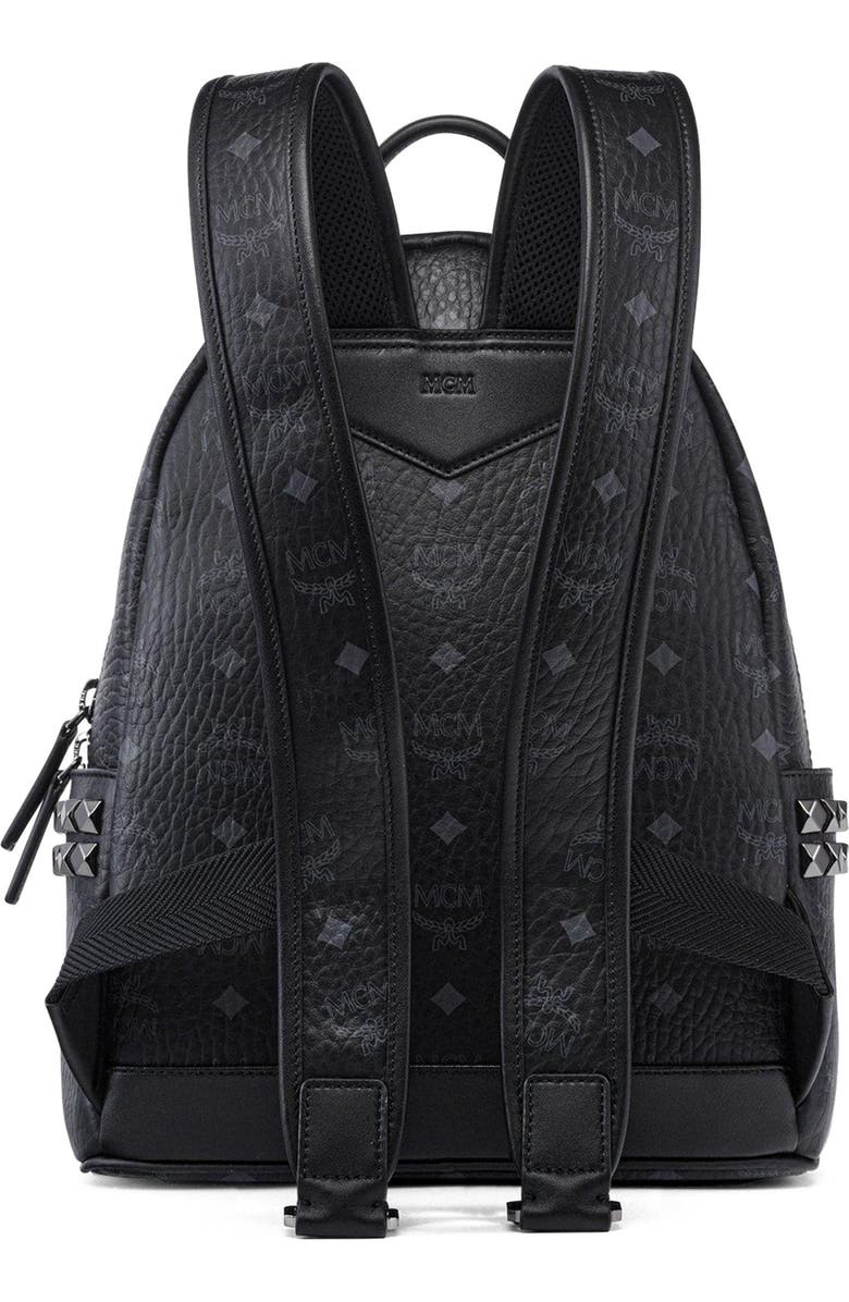 MCM Stark Side Studs Backpack in Visetos, Alternate, color, Black