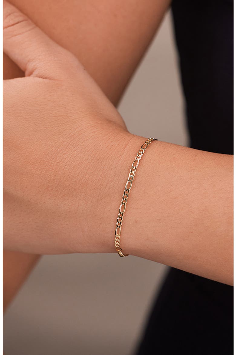 Figaro Chain Bracelet, Alternate, color, GOLD