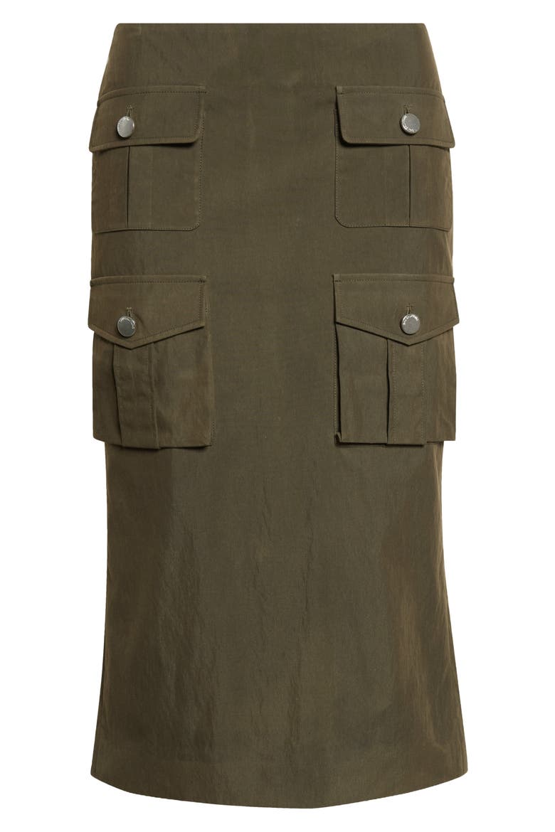Multipocket Cotton Blend Utility Midi Skirt, Alternate, color, GREEN