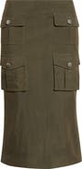 Shushu/Tong Multipocket Cotton Blend Utility Midi Skirt