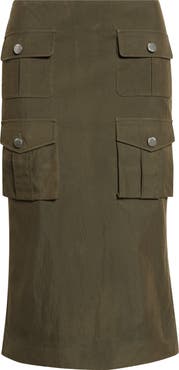 Shushu/Tong Multipocket Cotton Blend Utility Midi Skirt
