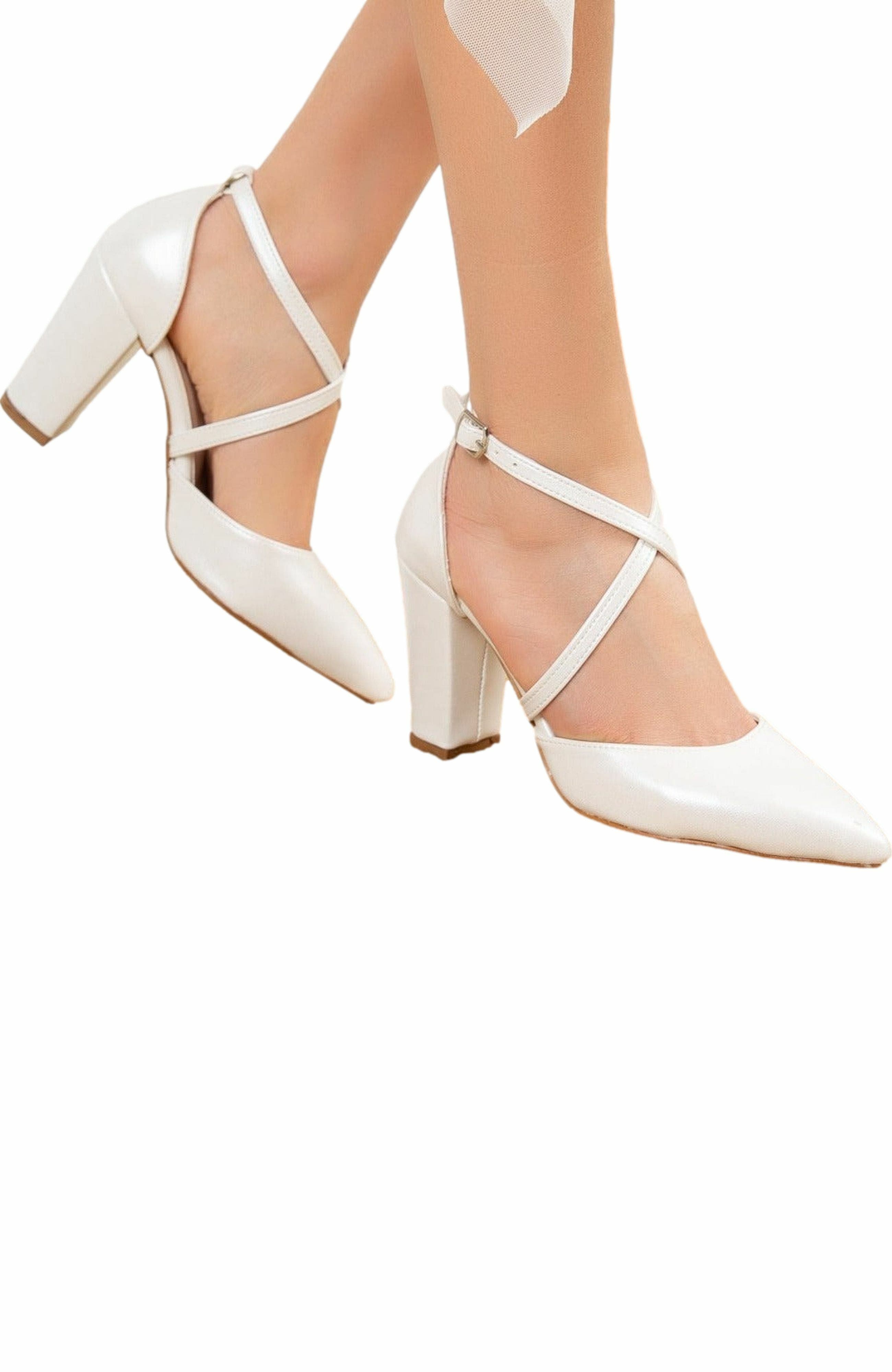 Sina Criss Cross High Block Heels, Alternate, color, ivory