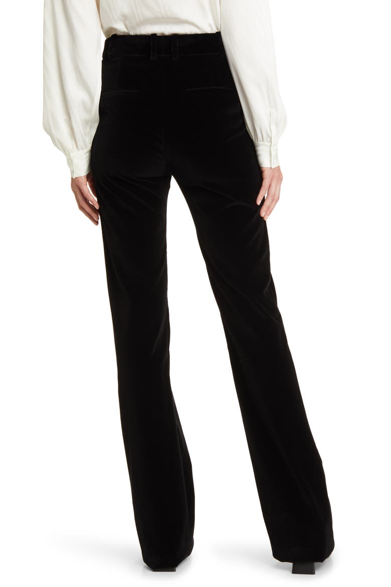The Slim Stacked Velvet Trousers, Alternate, color, BLACK
